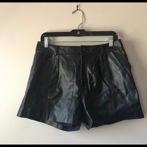 Club Monaco Pleat Detail Faux Leather Shorts